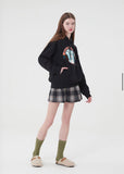 Kirsh-Witty bunny boucle wording hoodie-Black