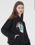 Kirsh-Witty bunny boucle wording hoodie-Black