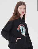 Kirsh-Witty bunny boucle wording hoodie-Black